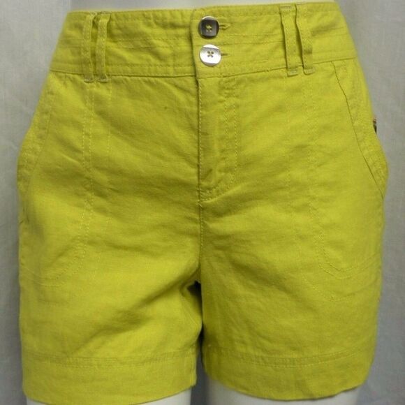 INC CITRUS BURST REGULAR FIT LINEN CARGO CASUAL COLOFUL SUMMER SHORTS SIZE 0 NWT - Picture 2 of 3